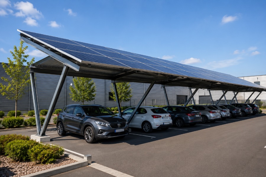 Installation d’une ombrière solaire photovoltaïque sur un parking de centre commercial - Devis gratuit Installation d’une ombrière solaire photovoltaïque sur un parking dans le Val-d’Oise